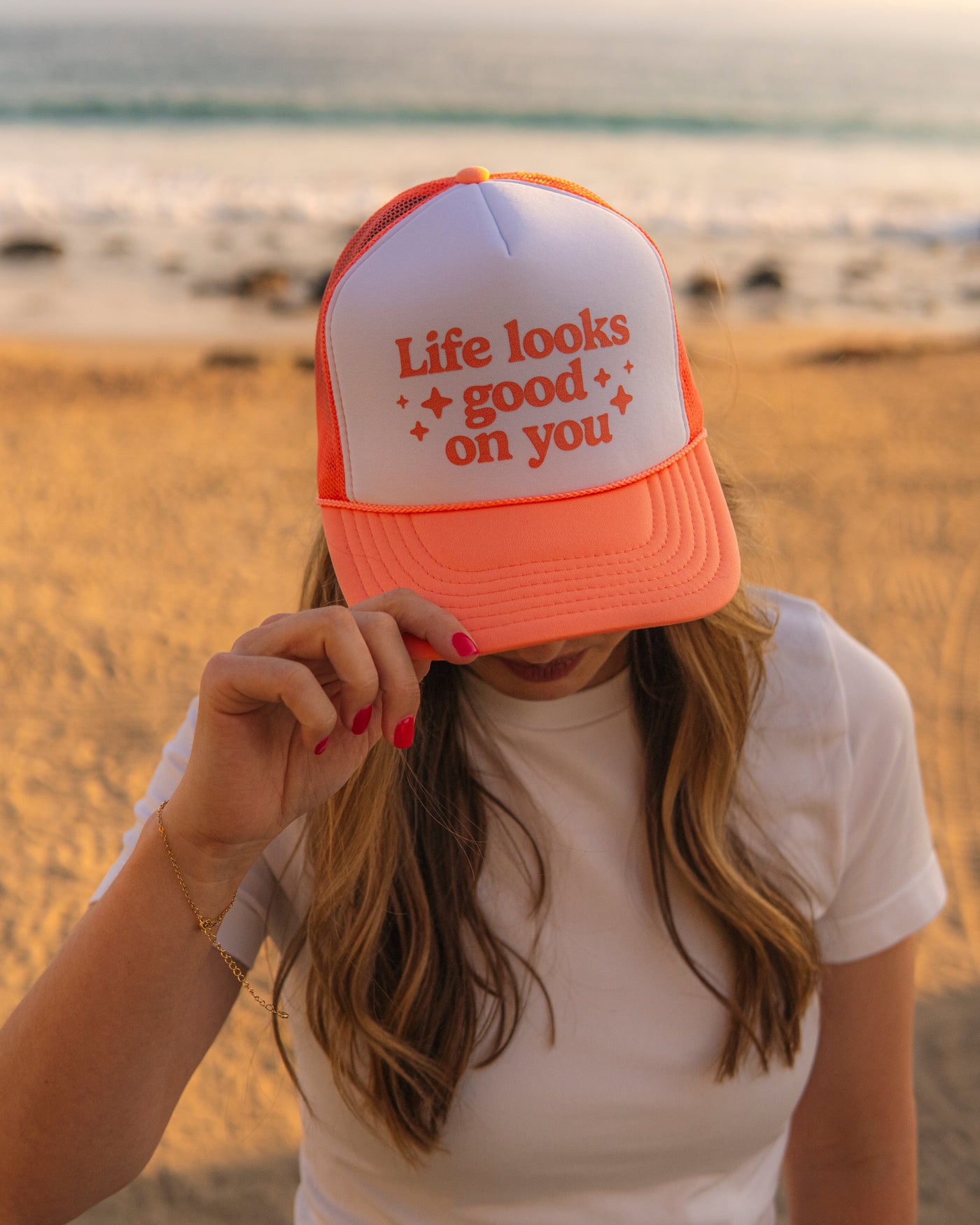 Life Looks Good On You Trucker Hat - Coral