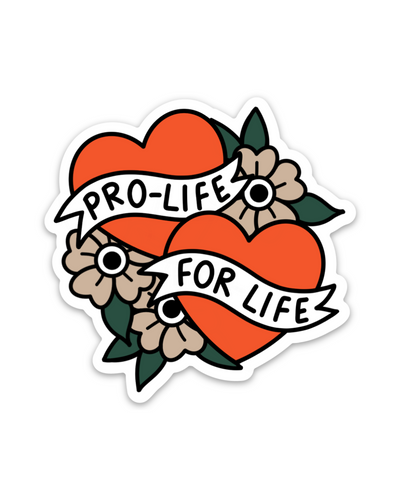 American Traditional Pro-Life Double Heart Sticker