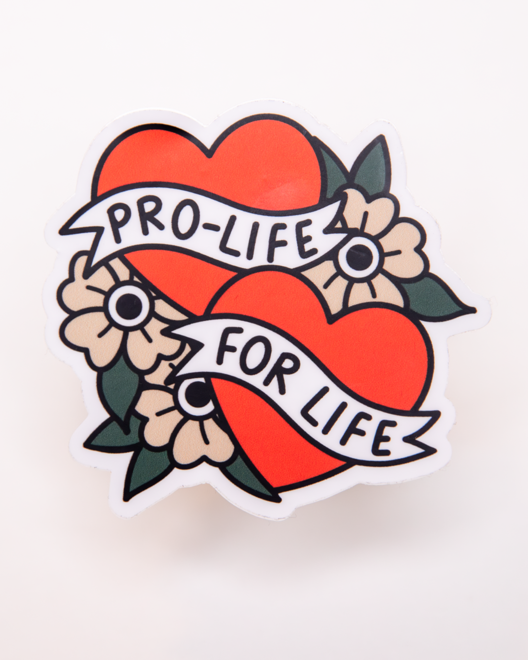 American Traditional Pro-Life Double Heart Sticker
